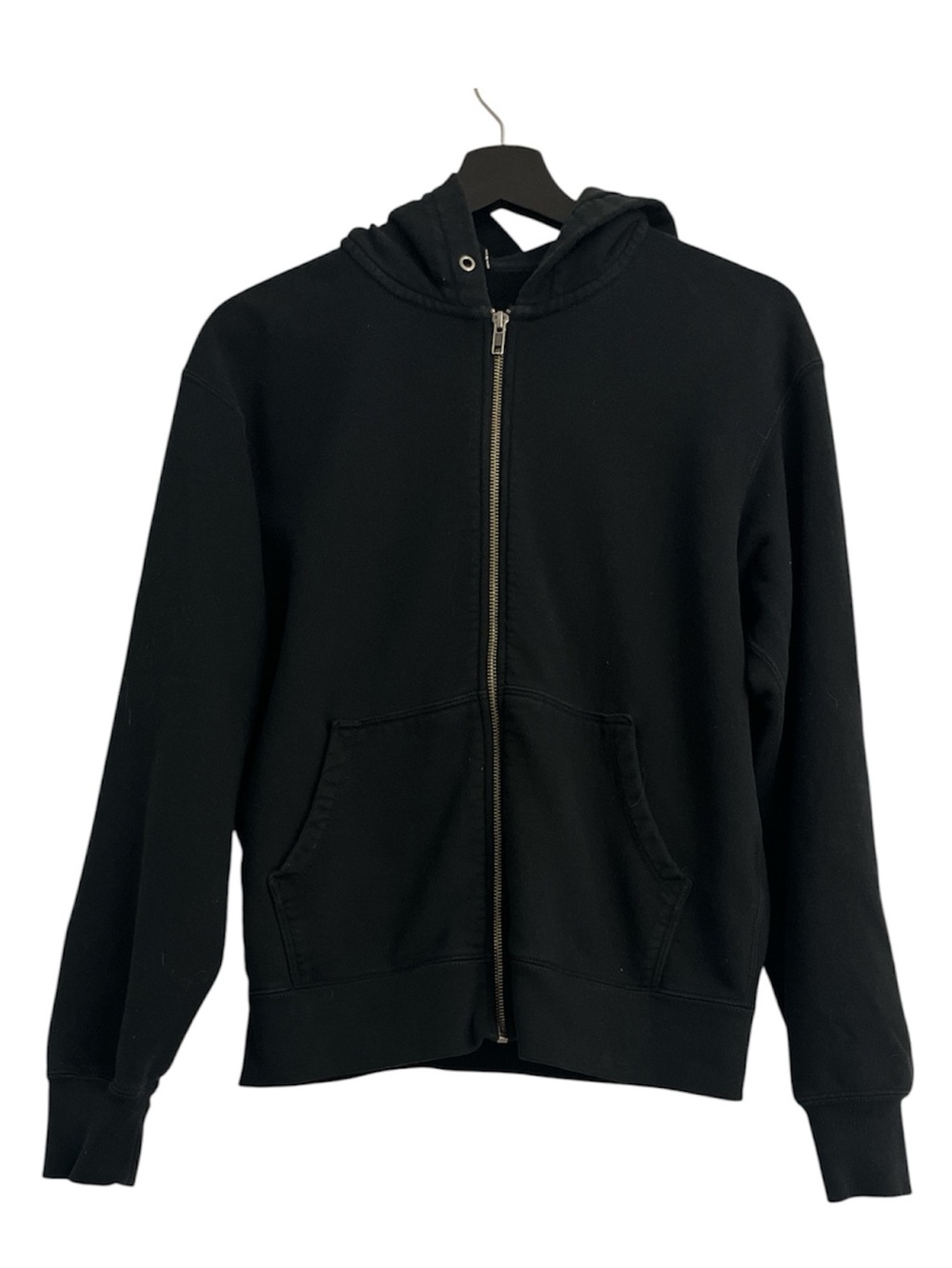 Uniqlo junior Black Full-Zip Hooded Sweatshirt Jacket side pocket size XS